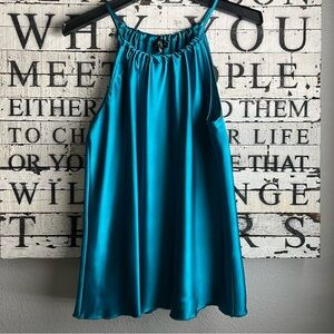 Nicole Miller Turquoise Satin Blouse
